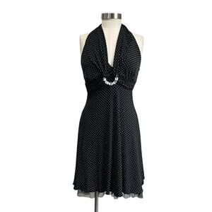 Y2K Vintage My Michelle Polka Dot Halter Dress Fit Flare Mini Size S